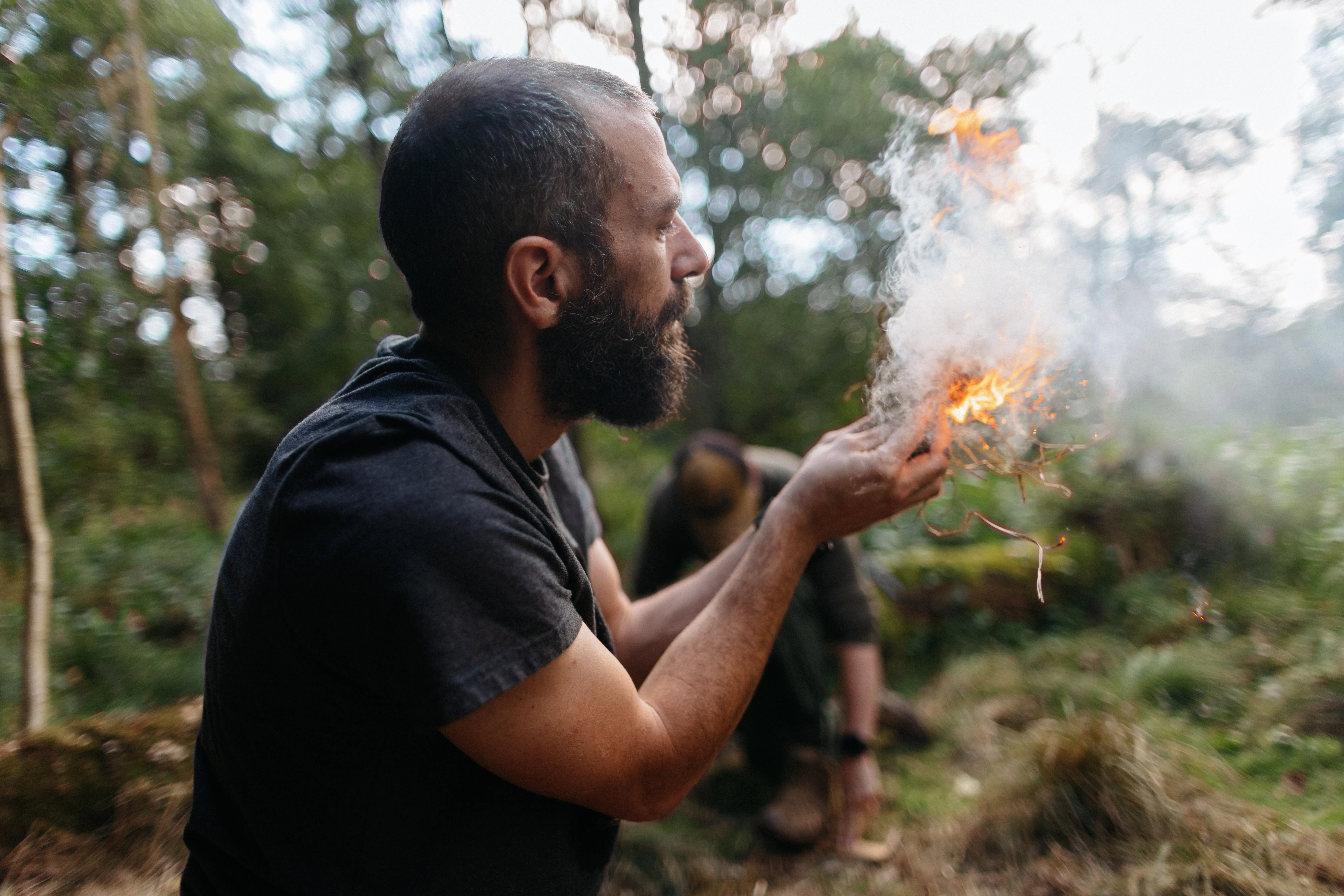 Feuer in der Hand.